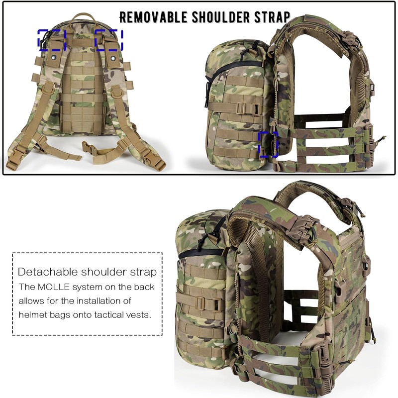 lonloke Tatical Helmet Backpack,Warrior Assault Systems Large Helmet Bag Cargo