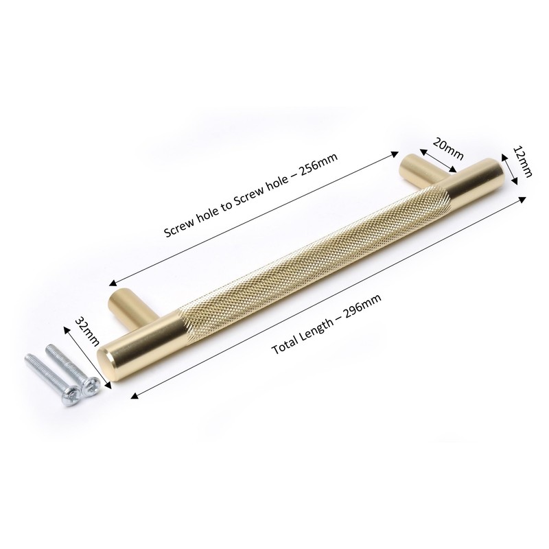 BSM Marketing Knurled T Bar Gold Modern Kitchen Cupboard Cabinet