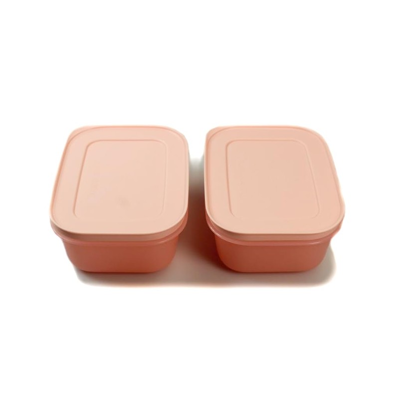 TUPPERWARE Freezer Containers 450ml (2) Pink Flat Ice Crystal Ice