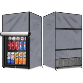COITEK Outdoor Refrigerator Protection, Waterproof Upright Mini Freezer Cover, Beverage Beer Refrigerator Cover for most 3.0 Cubic Compact Mini Freezer (Grey, 22''Lx23''Wx34''H)