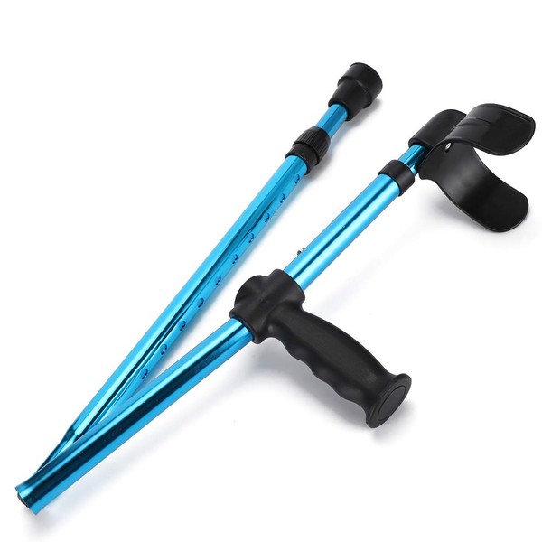 Walking Cane, Portable Folding Forearm Crutches Adult, Adjustable Telescopic Underarm Cane Crutch for Seniors Disabled Elderly (Pack of 1/Blue)