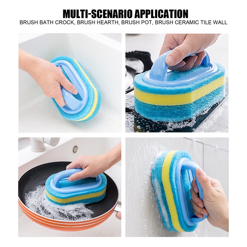 Cleaning Sponge, Comfortable Handle Sponge Brush Sturdy for Bathroom for