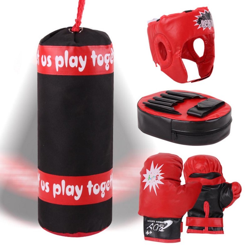 Children Boxing Pads Gloves Set Shock Absorbing PU Leather EVA