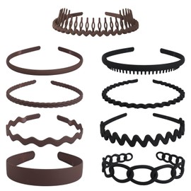 Unisex Hair Band 9Pcs Plastic Headband with Teeth Head Bands Combing Hairbands Wavy Outdoor Sports Headbands for Men's Hair Band Hoop Clips Women Accessories Non Slip Head Band Headwear,C and B