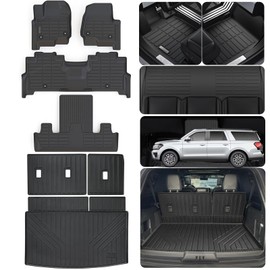 LJWAITO Floor Mats & Cargo Liners & Backrest Mat for 2018-2024 Ford Expedition MAX 7,TPE All Weather Protection Car Floor Mats with Trunk Mat Covering The Backrest
