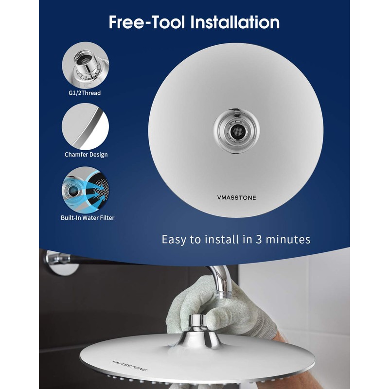 Large Shower Head VMASSTONE 9In High Pressure Showerhead - Tool