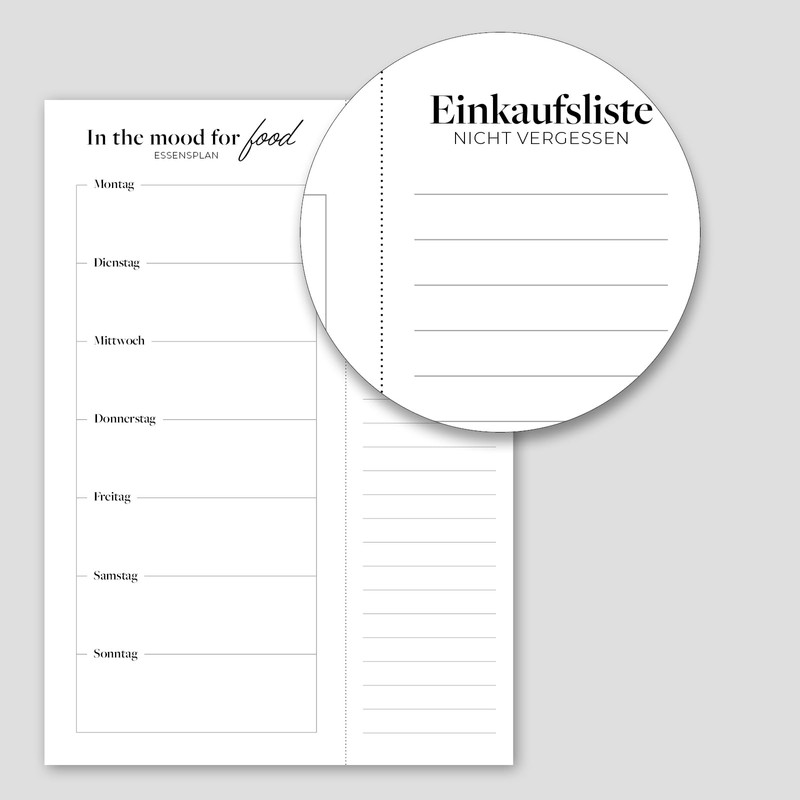 Primus Print Menu Planner with Shopping List - Food Planner