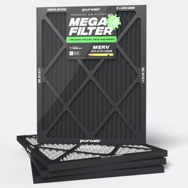 PuroAir Mega Filter - MERV 13 20x25x1 Air Filters For Home With Activated Carbon - Filters Allergens, Pet Dander, Smoke, Dust - Furnace and AC Filters - Air Filters 20x25x1 MERV 13 (4 Pack)
