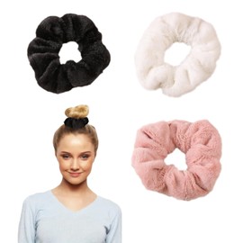 Furry Hair Scrunchies for Women's Hair - 3Pcs Soft Fuzzy Scrunchies,French Fluffy Scrunchy Artificial Fur Hair Elastics Ties Ponytail Holders Winter Hair Accessories for Women Girls Party Gifts