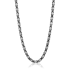 Invicta Jewelry Stainless Steel Black Necklace for Men, Polished Byzantine Chain (8mm) - 26-Inch