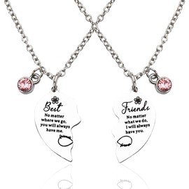 Matching Heart Necklaces for 2 Best Friends Birthday Gifts for Women Friendship Gifts for Bestie Gift Ideas Unique Silver Matching Necklace for Best Friend Graduation Gifts for Female Friends Cute