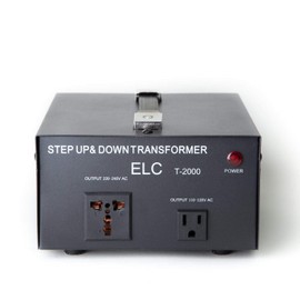 ELC T Series 2000 Watt Voltage Converter Transformer - Step Up/Down - 110v to 220v / 220v to 110v Power Converter - Circuit Breaker Protection, CE Certified [3-Years Warranty]