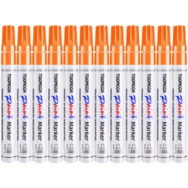Orange Permanent Paint Pens - 12 Pack Oil Based Paint Markers, Pens For Rock Painting Car Tyre Metal, Plastic, Canvas, Mugs, Wood, Glass, Quick Drying and Waterproof, Medium Point