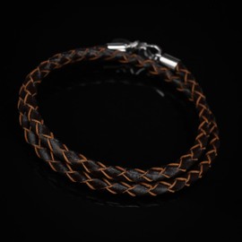 Autiga® Men's Women's Leather Bracelet Braided Dark Brown Stainless Steel 3 mm 4 mm Various Lengths 17-80 cm, Leather, Without Stone