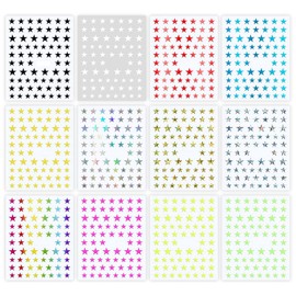 YECIRALA 12 Sheets 3D Star Nail Stickers for Nail Art Star Stickers for Nails Women Star Nail Decals 3D Star Nails Colorful Stars Nail Art Stickers Star Accessories Self Adhesive Nail Art Decals