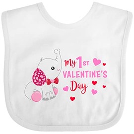 inktastic My 1st Valentine's Day with Elephant Baby Bib White 2e567