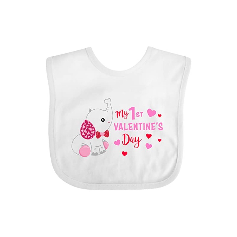 inktastic My 1st Valentine's Day with Elephant Baby Bib White