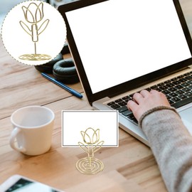 SHOWERORO 10pcs Tulip Note Holder Metal Place Card Holder Mini Photo Holder Flower Pick Clips Xmas Place Card Stand Wire Menu Memo Clips Table Picture Stands Iron Vertical Banquet