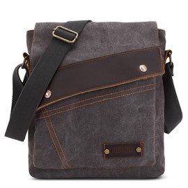 VARLIVOO Retro Men Messenger Bag Shoulder Bags Man Crossbody Bags Travel Commute School Hiking Camping Canvas Grey