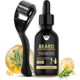 BloomBelle Beard Growth Serum with Derma Roller for Hair, Beard, Biotin Beard Growth Kit, Beard Roller, Rosemary Oil Beard Growth Oil, Rapid Growth & Thickening, Beard Grooming Kit For Men