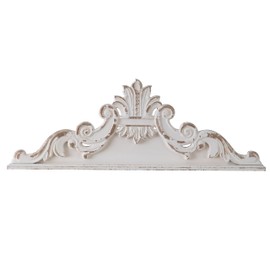 SOFE 39 inch Floral Carved Wall Sculptures French Country Wall Decor, Gorgeous Shabby Chic White Wood Wall Art, Arabesque Over The Door Decor for Farmhouse Living Room Bedroom Entryway Kitchen