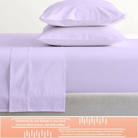 Mr Pandaa 100% Giza Egyptian Cotton Dreams Sheet Set, Long-Staple Cotton, 6 PC Giza-Bed-My-Sheets-&-Pillowcases, Sateen Weave Soft Silky Feel, Fits Mattress Upto 24'' Deep - Lilac-Queen