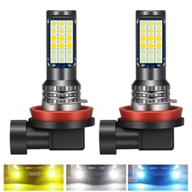 Yuumo+ HB4 Fog Lamp, LED, 3 Colors, Switching, Compact, Integrated, High Brightness, 4,800 Lm, 12 V, 24 V, IP65, Universal, Set of 2, Yellow, White, Ice Blue