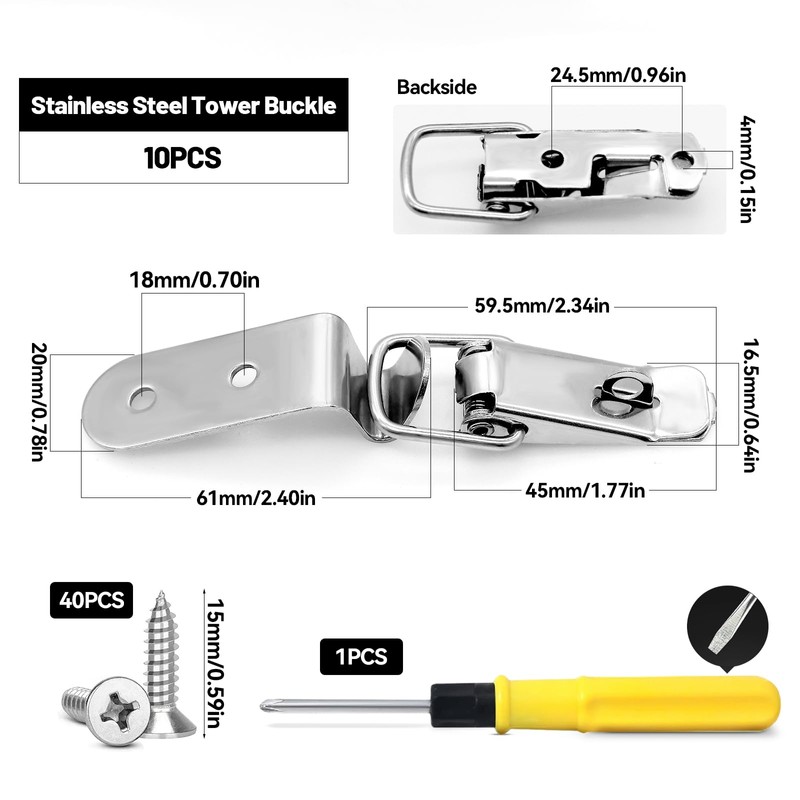 TETEWEVER Pack of 10 Corner Turnbuckles Stainless Steel Box Lock