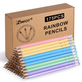 ZWlOT Wood-Cased Pencils,Pre-Sharpened,Pastel Colors,175 Count #2 HB Pencils with Eraser Bulk,Assorted Colors,School Classroom Teacher Supplies Gifts