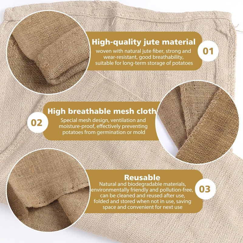 2-Pack Potato Storage Bag, Vegetable Storage Sack, Woven Sand Sack,