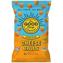 The Good Crisp Company, Cheddar Cheese Balls, 4 Ounce Bags (Pack of 8)