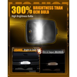 LED License Plate Light Kit for 2005-2015 Toyota Tacoma, 2000-2013 Toyota Tundra – 6000K White LED, Black Housing, IP68 Waterprooof, Plug & Play
