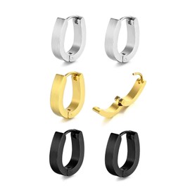 Krstudent 3 pairs Hoop Earrings Set 18K Gold Plated Circle Endless Earrings Hoops Jewelry Lightweight Hoop Earring for Women 16MM