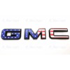 Auto Front & Rear GMC Blue USA Flag OVERLAY Emblem