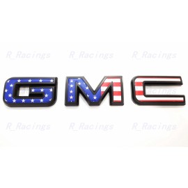 Auto Front & Rear GMC Blue USA Flag OVERLAY Emblem Badge Fit GMC Acadia Terrain