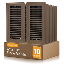 Floor Register 4x10, Floor Vent Covers, Heavy Duty Steel Walkable Floor Vents, for Sidewall and Floor, Brown 10 Pack