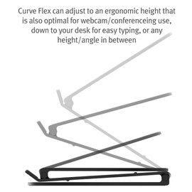 Twelve South Curve Flex | Ergonomic Height & Angle Adjustable Aluminum Laptop/MacBook Stand/Riser, fits 10"-17", Folds Flat for Portability -Travel Pouch Included, Matte Black