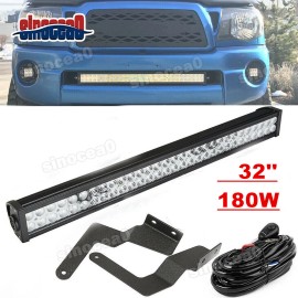 SI For 05-15 TOYOTA Tacoma Bumper Hidden Grille 32"IN LED Light Bar Mount Kit+Wire