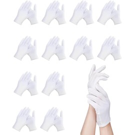 JIAQCN 12 Pares Guantes Blancos, Guantes De Algodon, Se Puede Utilizar En Conserjerías, Uniformes Policiales, Restauración, Desfiles, Inspecciones, Magos, Bandas, Banquetes, Archivos, Etc