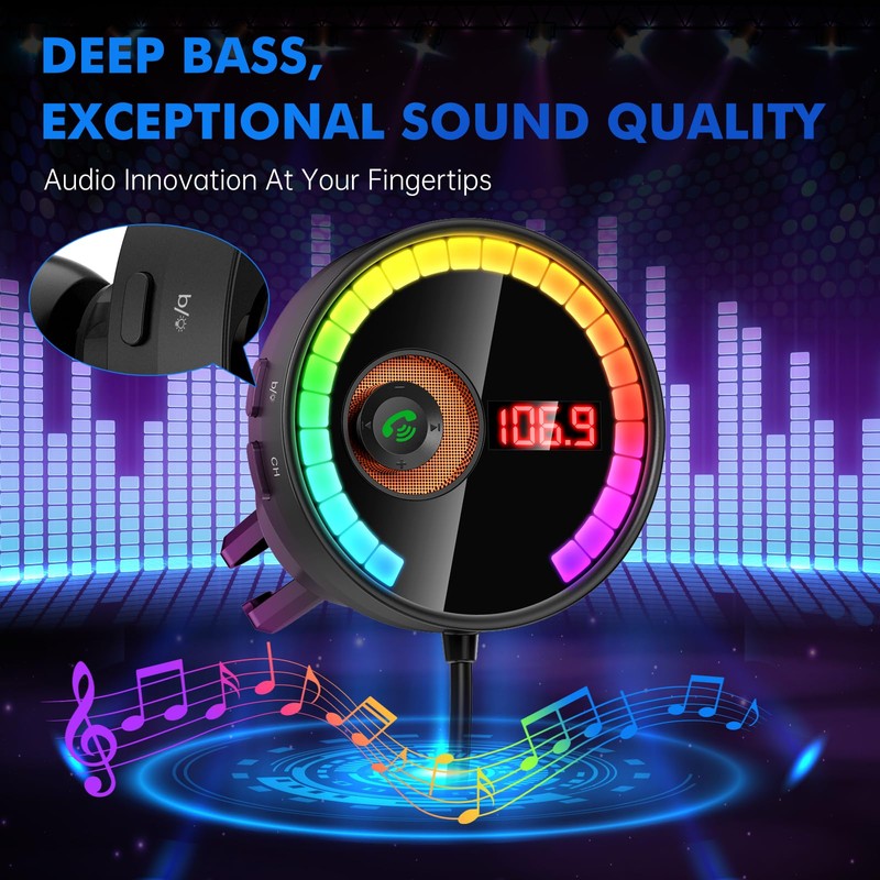 Magift Bluetooth Car Adapter 5.4 FM Bluetooth Transmitter, [FlY LED