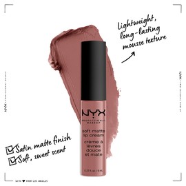 NYX Professional Makeup Lipstick, soft matte lip cream, creamy and matte finish, highly pigmented, long-lasting, vegan formula, colour: Los Angeles