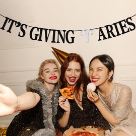 It's Giving Aries Banner, Big Aries Energy, Aries Season, 12 Zodiac Birthday Party Decorations Supplies