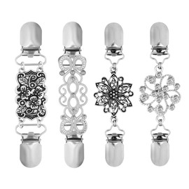 TENDYCOCO Sweater Clips Vintage Sweater Chain Silver Colour Cardigan Clip for Dress Clothing Pack of 4, Metal