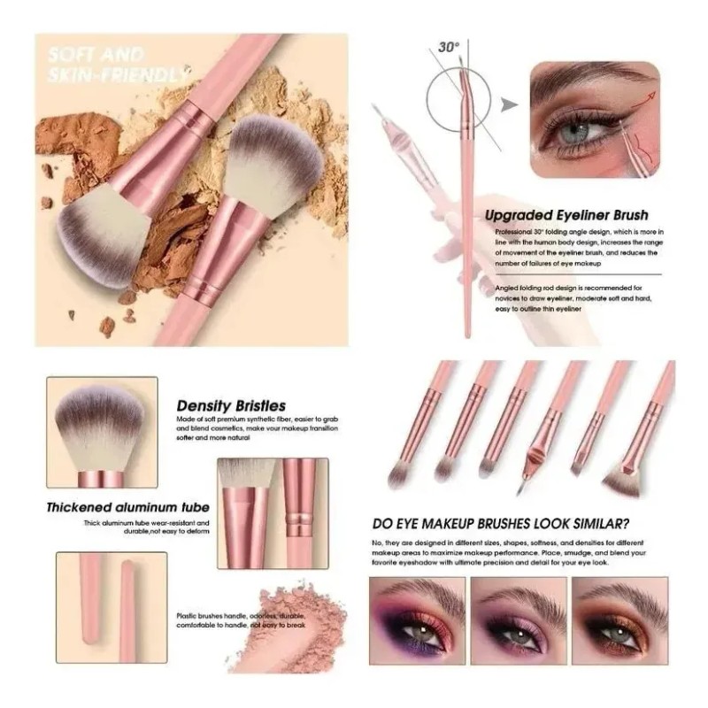 Fazxssea 67pcs Brochas De Maquillaje Rosa Profesional, Multifuncional, Con Estuche.