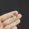 Unbranded 2 Autism Awareness Rainbow Puzzle Gold Tone Enamel Charms