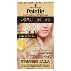 Schwarzkopf, Oleo Intense Palette Permanent Colouring with Oil, Hair Colour, Cream for Dyeing without Ammonia, Cover for White Hair, Shade 10-50 Ash Blonde