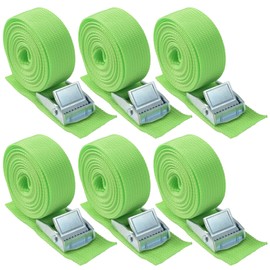 6Pcs 8.2 ft Kayak Lashing Straps Padded with Cam Buckles Adjustable Tie Down Cinch Ratchet Straps Moving Nylon Roof Rack Carrier for Motorcycle Boat Cargo Trucks Trailer Luggage 1" x8.2' Green
