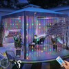 Solar Curtain Lights Outdoor 10 x 10Ft 300LED Waterproof Waterfall