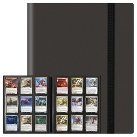 9-Pocket Trading Card Album Folder 20 Side-Loading Pages Holding 360 Pockets Card Collection Folde for Loading Slot Trading Card Album Folder Board, Collectible and Trading Card Games (Black)