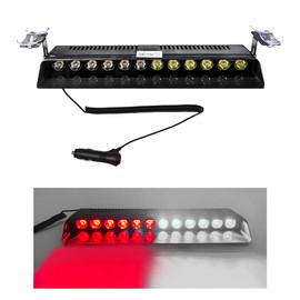 SHMZK Car Emergency Strobe Light, 12V Windshield Dashboard Warning Flash Light with 12-LED, Universal Auto Dash Safe Caution Hazard Light for Car Truck SUV, Car Accessories (White & Red)